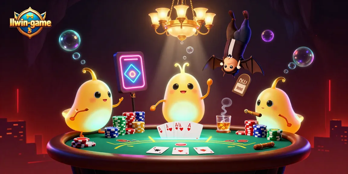 Experience thrilling gameplay at llwin-game with a vibrant casino scene showcasing glowworms and a bat dealer.