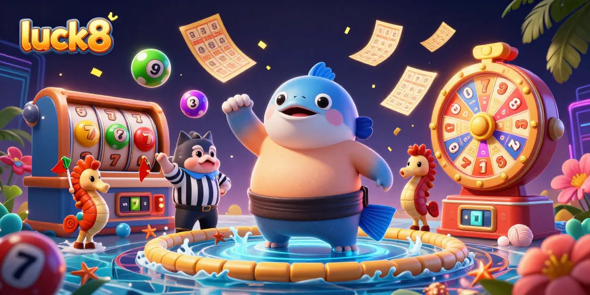 Experience the excitement of luck8 with a charming fugu and engaging casino elements in vibrant 3D.