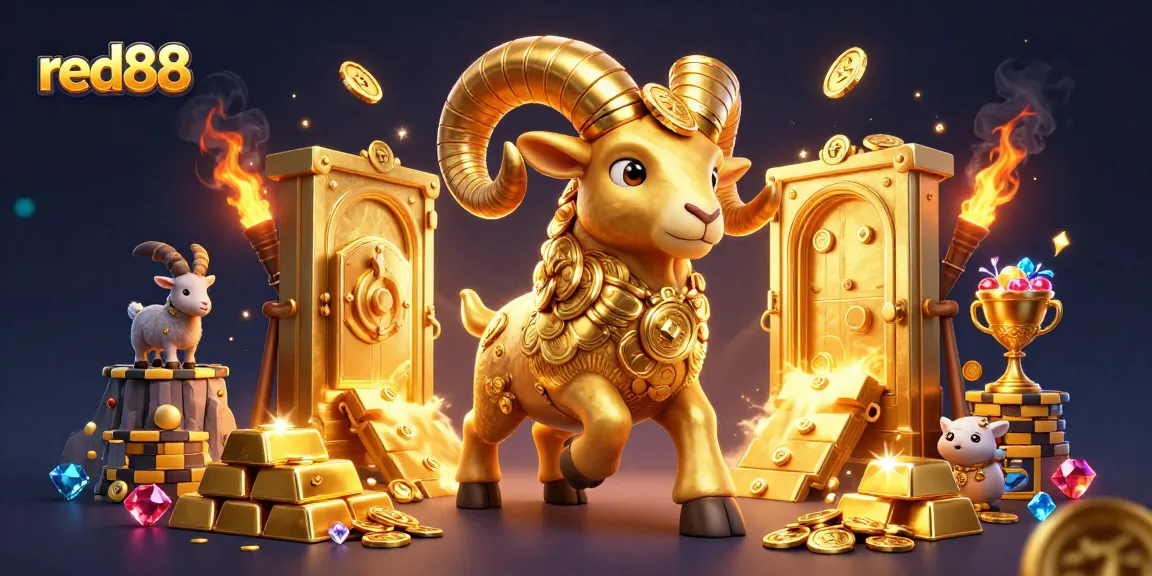 Experience the thrill of winning at red88 with an exciting golden ram and treasure vault scene.