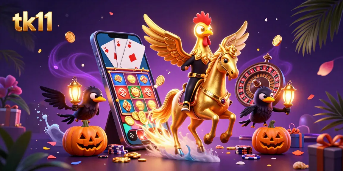Experience exciting gameplay at tk11 with a golden rooster in a vibrant casino scene.