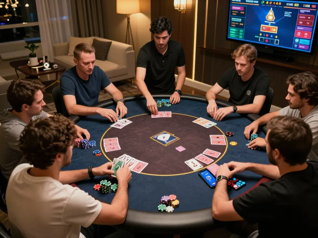 Players engage in an exciting poker game at UK88, showcasing strategic moves and vibrant gameplay.