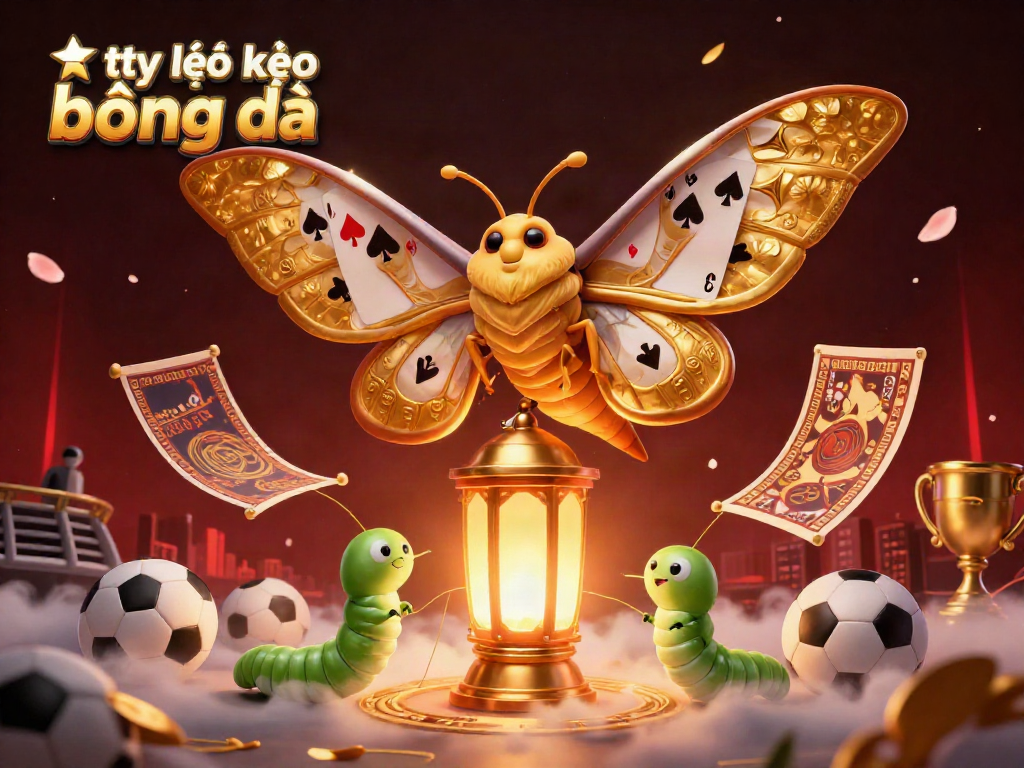 Bet on tỷ lệ kèo bóng đá as a majestic 3D moth appears amid a vibrant casino scene.
