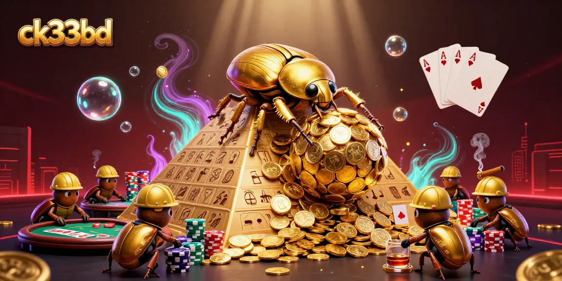 Experience thrilling gaming action at ck33bd with golden beetles and vibrant poker elements.