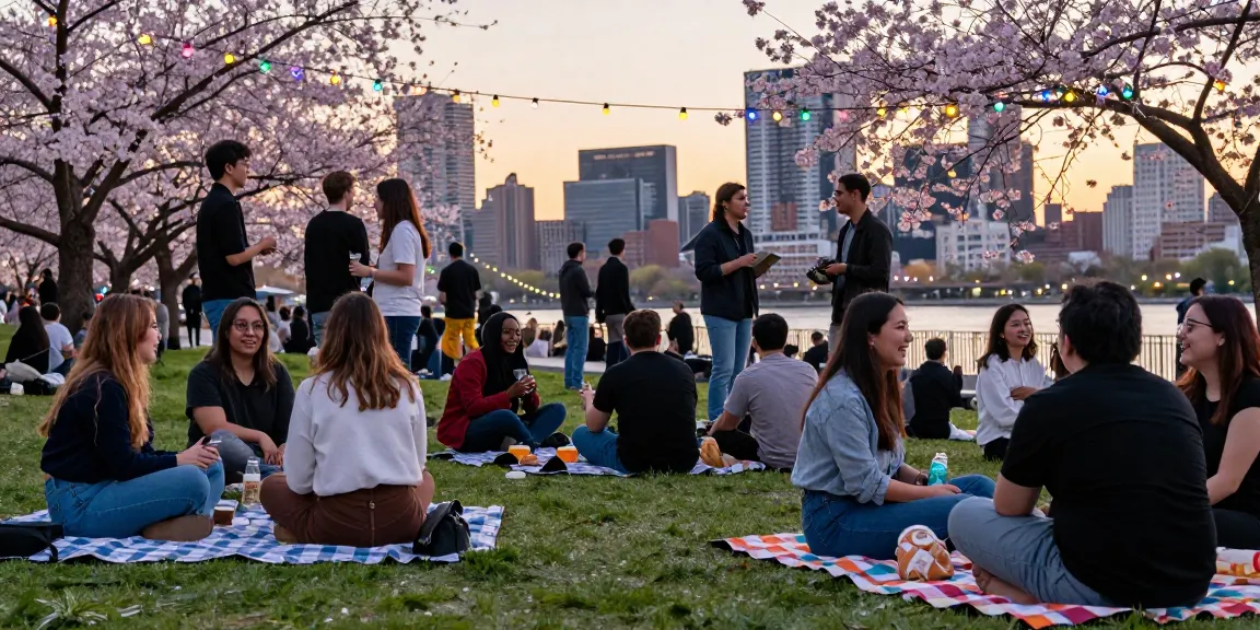 Fun outdoor social gathering showcasing f168 dating in an urban park.