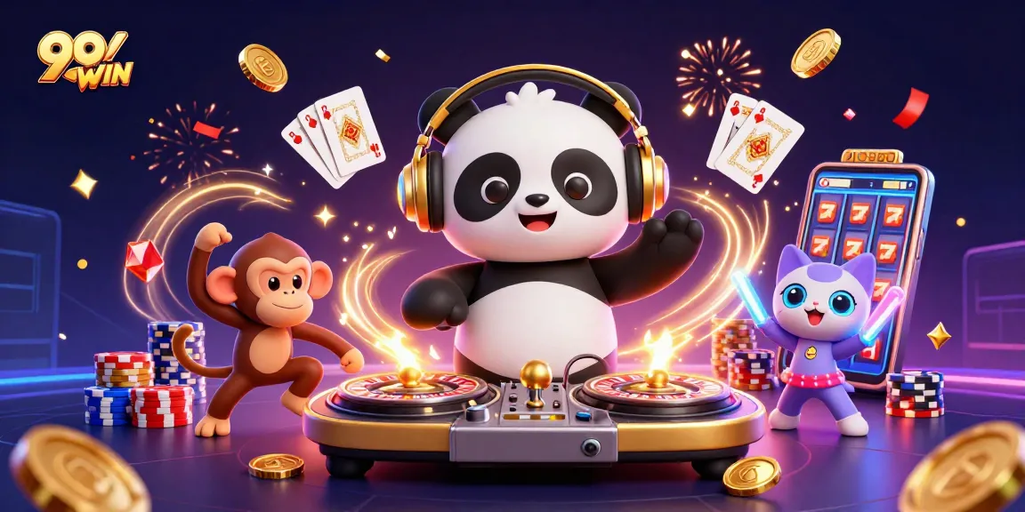 Spin and win at 99WIN with vibrant casino action featuring a DJ panda and gold coins!