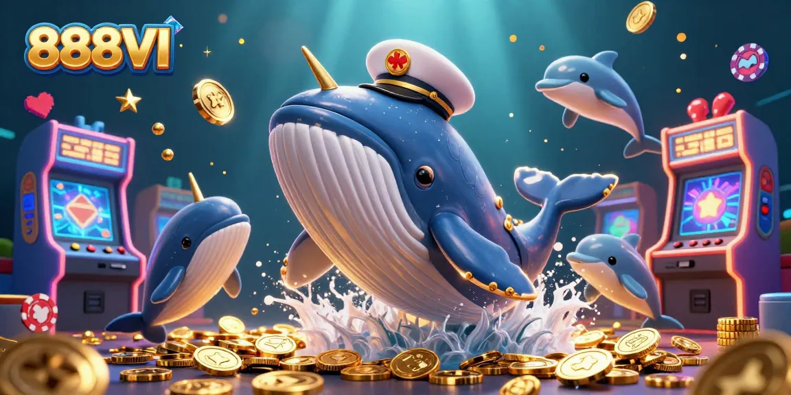 Experience thrilling fun at 888VI with a colorful underwater casino environment featuring playful creatures.