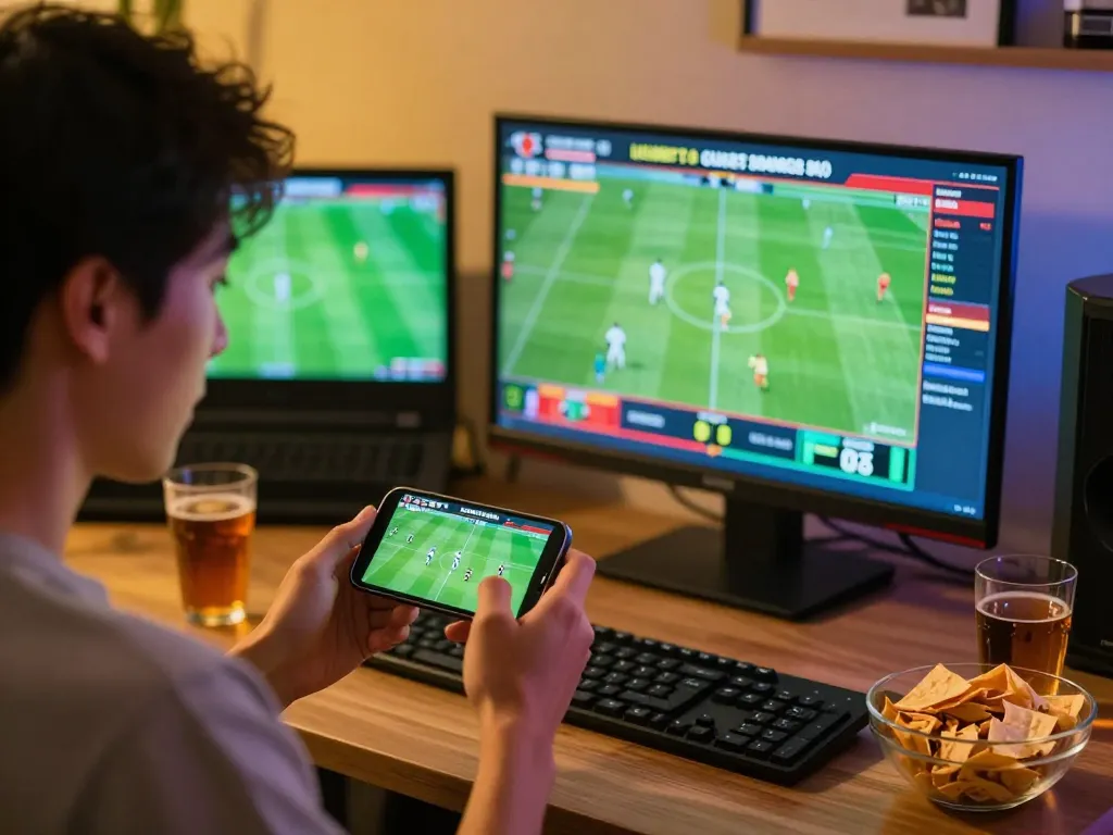Engaging in sports betting and using luongson live for real-time action updates.