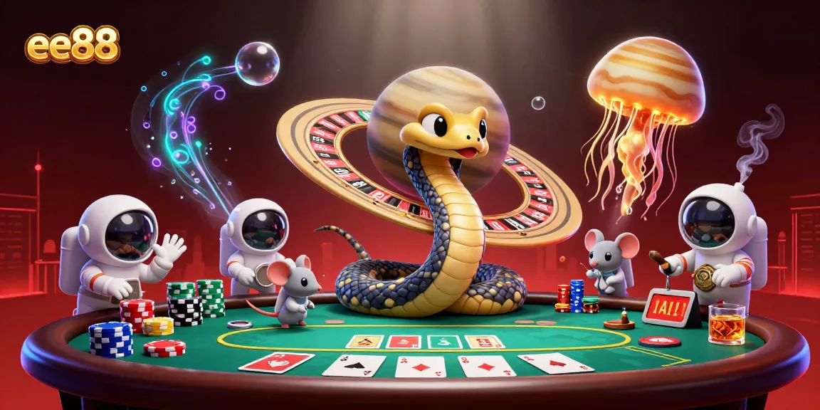 Experience the excitement of ee88 gaming with a roulette wheel and animated characters.