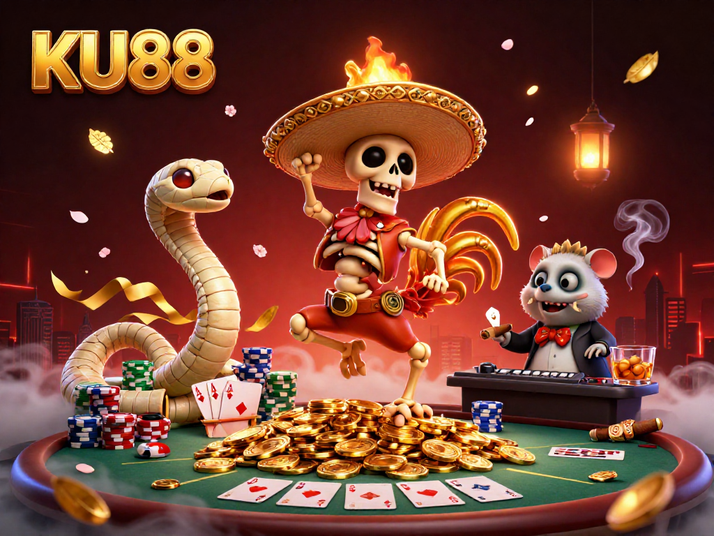 KU88 showcases an exhilarating victory dance on golden coins, capturing the essence of exciting online gaming.