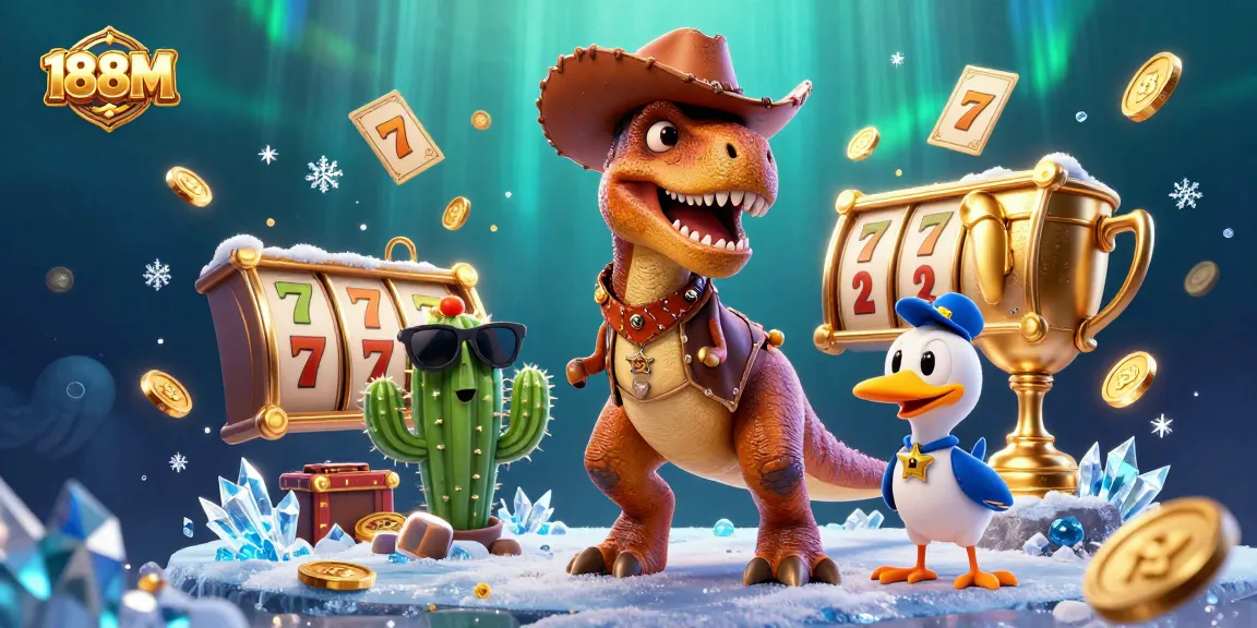 Experience thrilling wins at 188M with vibrant 3D casino elements and characters in action.