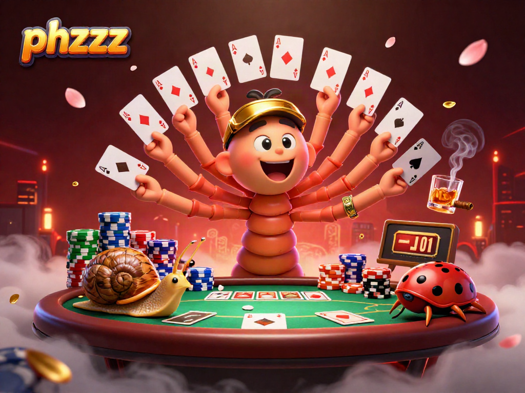 Experience excitement with phzzz as lively cartoon characters engage in a dynamic poker scene.