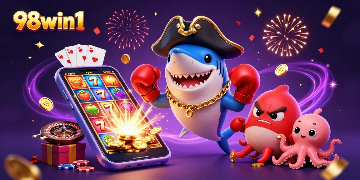 Engage with 98win1's vibrant casino world featuring slots and exciting characters!