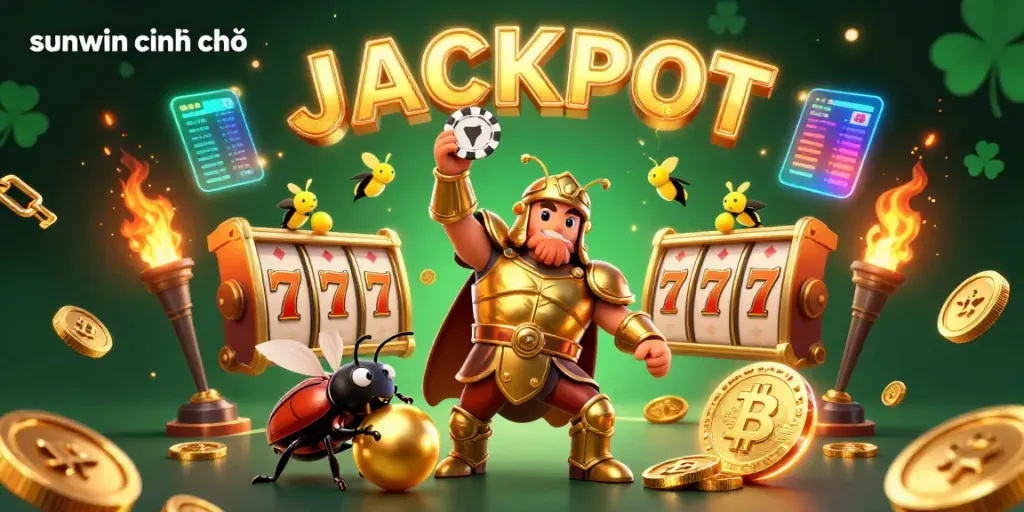 Experience the thrill of sunwin chính chủ with a victorious beetle champion in a dynamic casino scene.