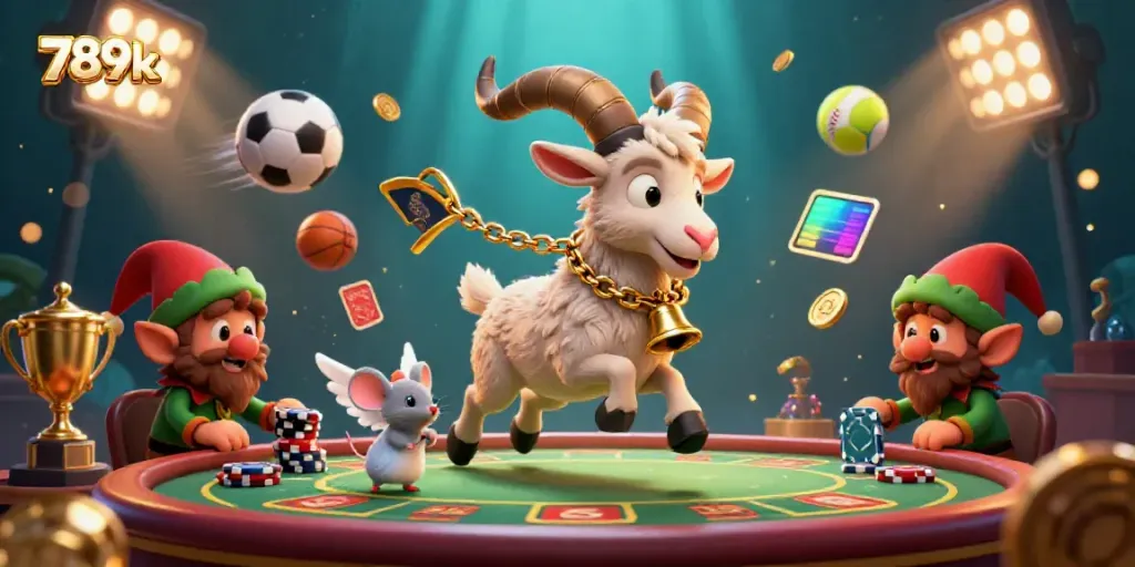 Experience the thrill of 789k with a festive 3D casino scene featuring Krampus, an angel mouse, and elf gremlins.
