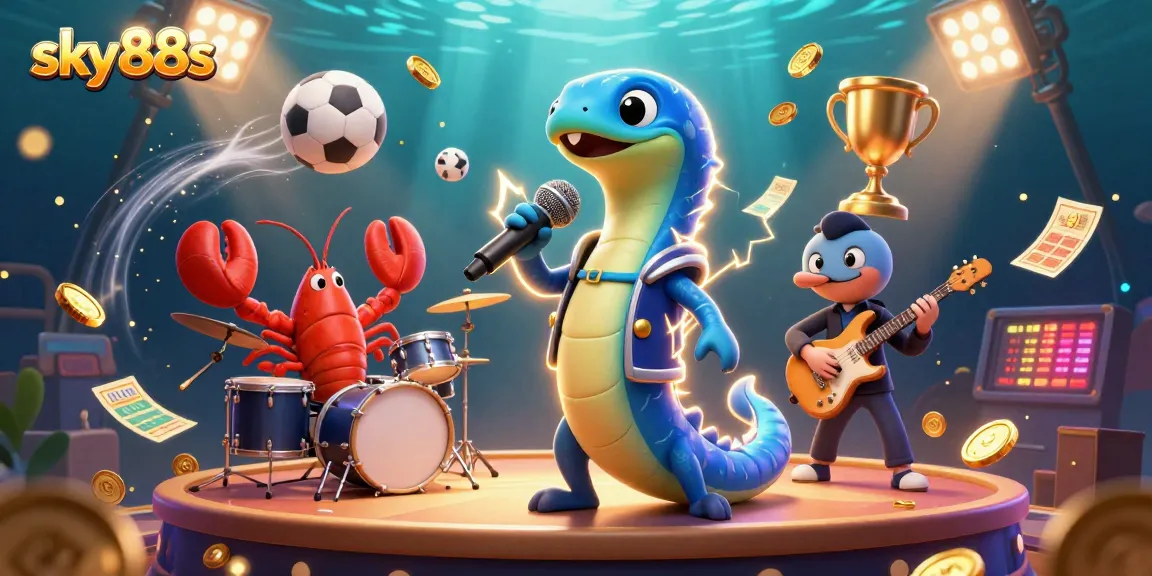 Experience the excitement of betting with sky88s in a vibrant underwater casino scene.