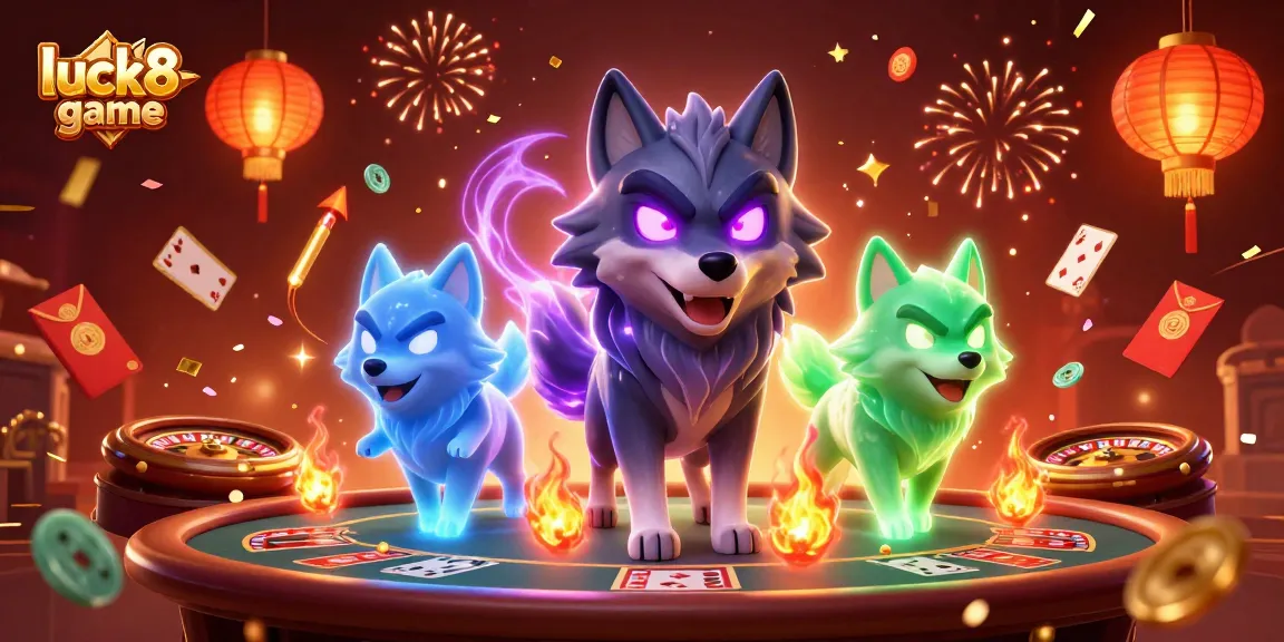 Engage with luck8-game at an exciting online casino featuring vibrant ghostly wolf spirits and dynamic game elements.