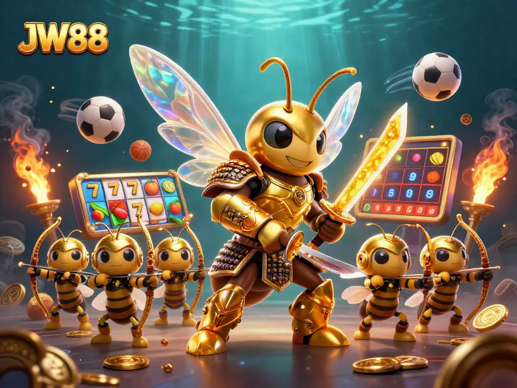 Bet big with JW88 in this vibrant illustration showcasing dynamic casino elements and gambling excitement.