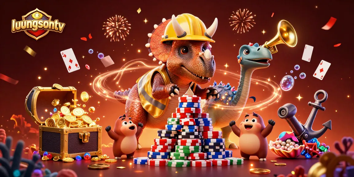 Experience thrilling gameplay with luongsontv's vibrant 3D celebration scene filled with animated characters and gaming elements.