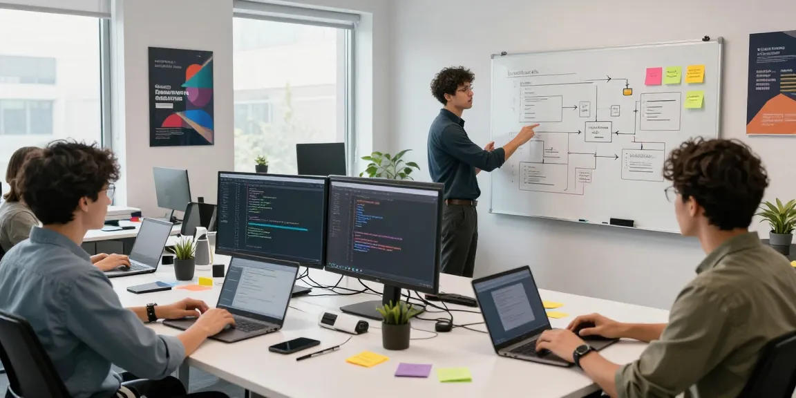 Build internal tools with AI in a collaborative workspace, showcasing diverse professionals developing innovative projects.