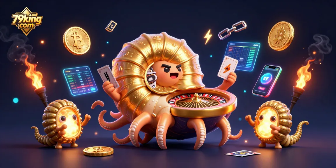 Engage with thrilling games at 79king com featuring a vibrant nautilus roulette with glowing crypto elements.