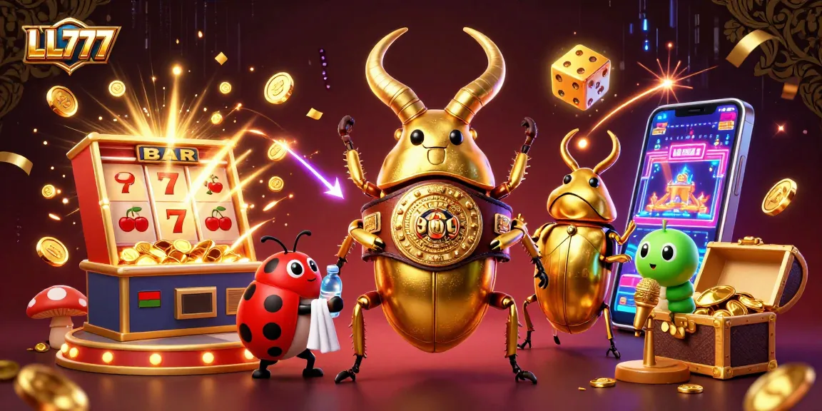 Experience the thrill of gaming with LL777's vibrant casino scene featuring jackpot excitement and colorful symbols.