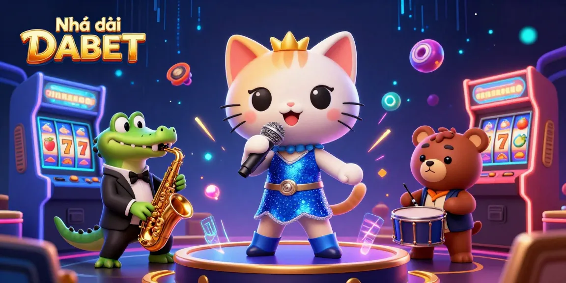 Engage with Nhà cái DABET's vibrant casino scene featuring animated characters and gaming elements.