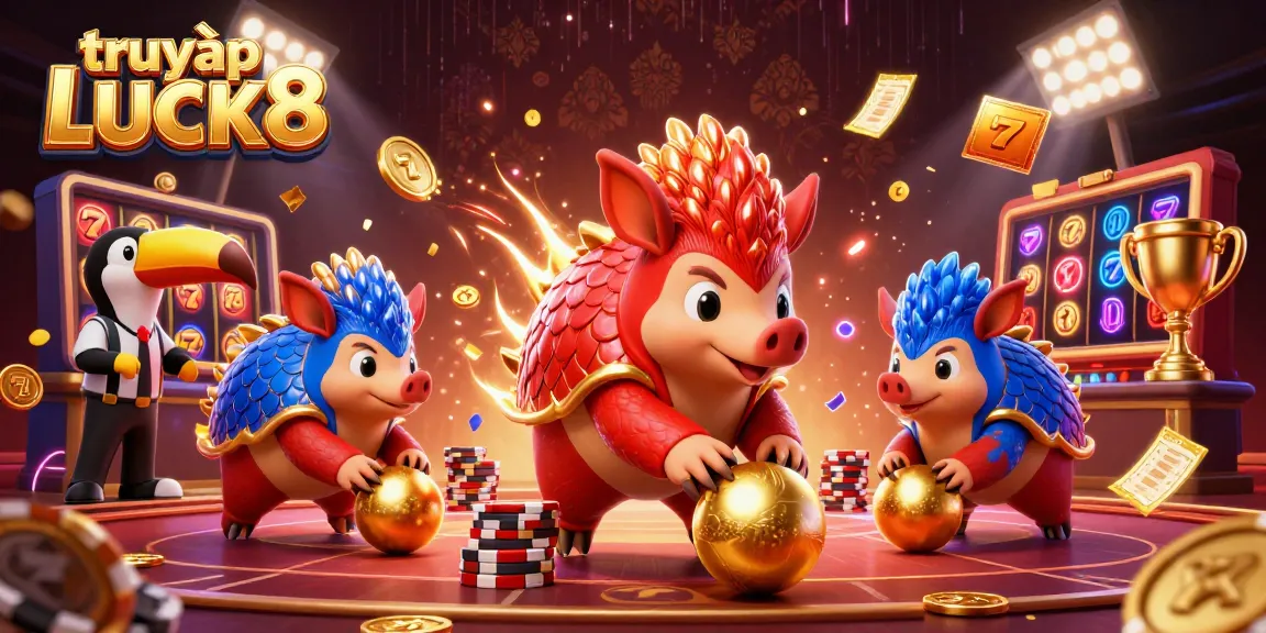 Experience vibrant slot gaming action with truy cập LUCK8 featuring dynamic pangolins and gold coins.