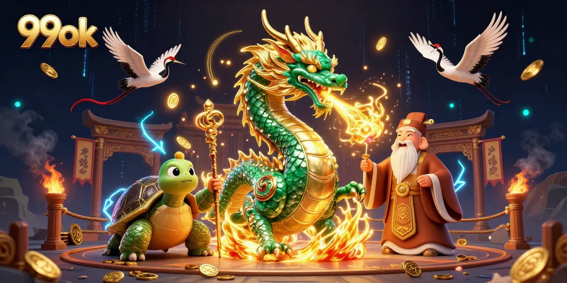 Experience thrilling gaming with 99ok featuring a powerful jade dragon and lucky symbols.
