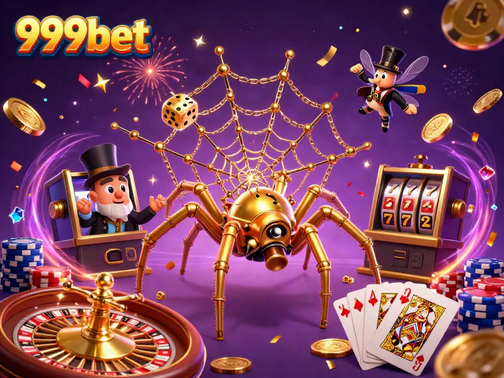 Experience exciting wins with 999bet in this vibrant casino-themed illustration.