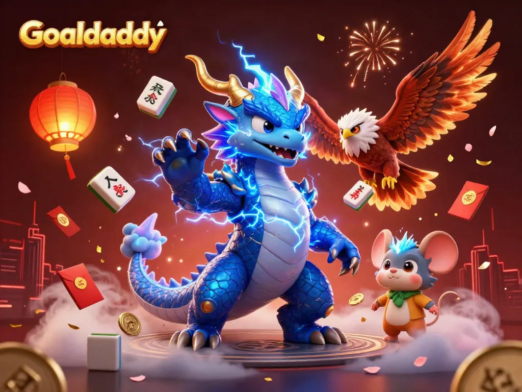 Enhance your betting experience with Goaldaddy's thrilling 3D illustration of a dragon and hawk.
