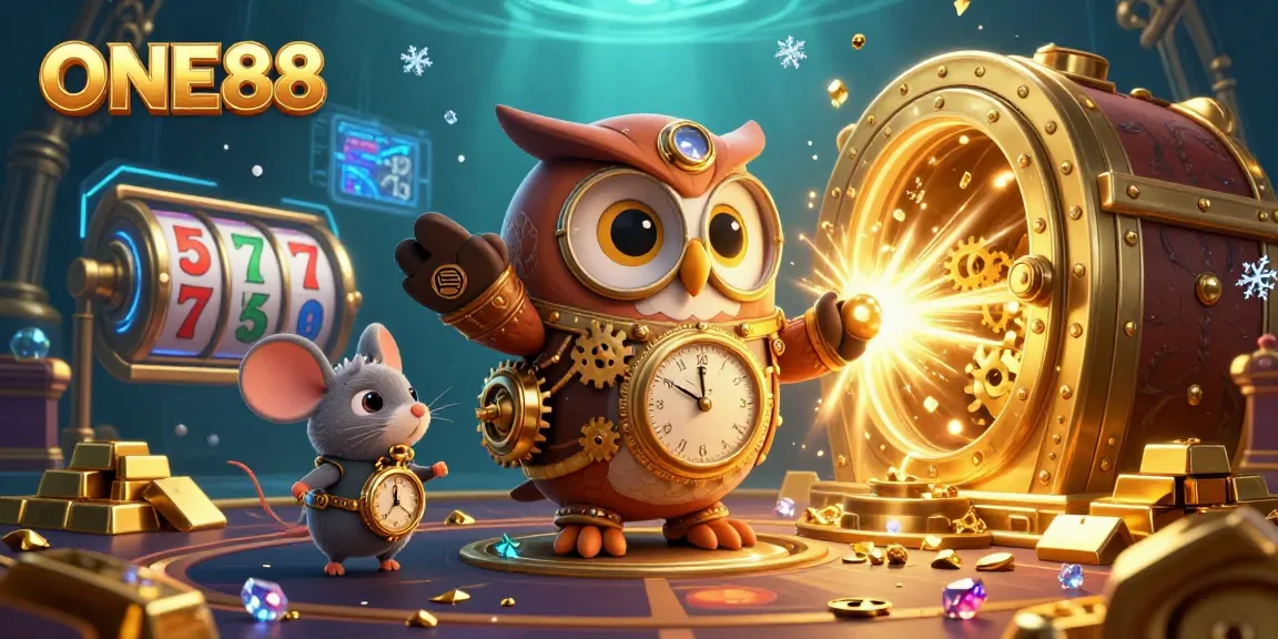 Engage with enticing slots at ONE88 featuring rich steampunk elements in a vibrant casino scene.