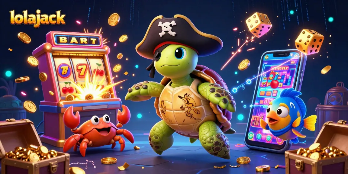 Engage with exciting gaming experiences at lolajack, showcasing colorful slot machines and lively characters.