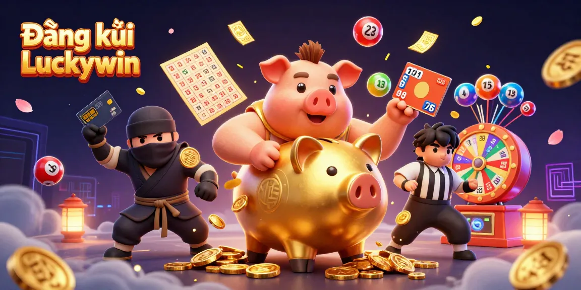 Engage in Đăng ký Luckywin with a vibrant 3D casino scene featuring animated characters and dynamic elements.