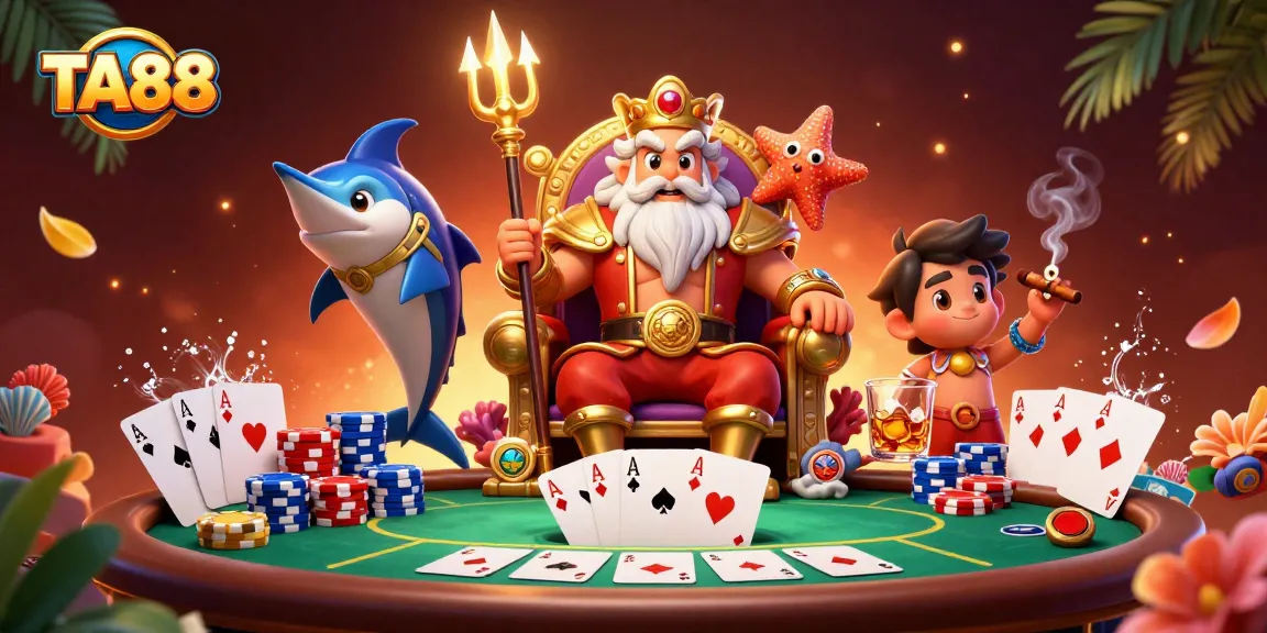 Engage with TA88 poker excitement featuring Neptune and vibrant gaming elements.