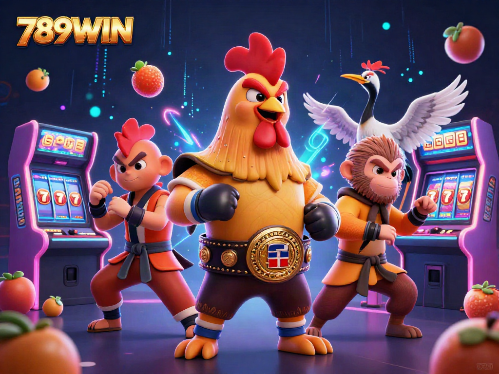 Experience the excitement of slots with 789WIN's vibrant characters and dynamic casino elements in action.