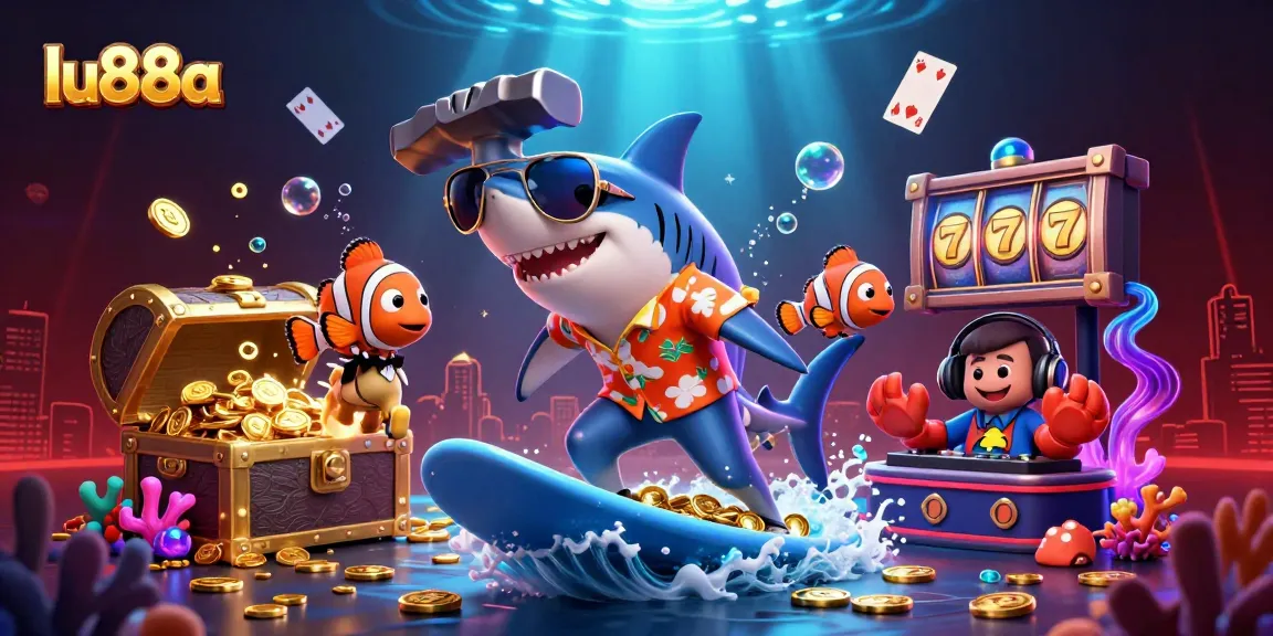 Experience thrilling wins at lu88a with vibrant slot games featuring energetic underwater characters and gold coins.
