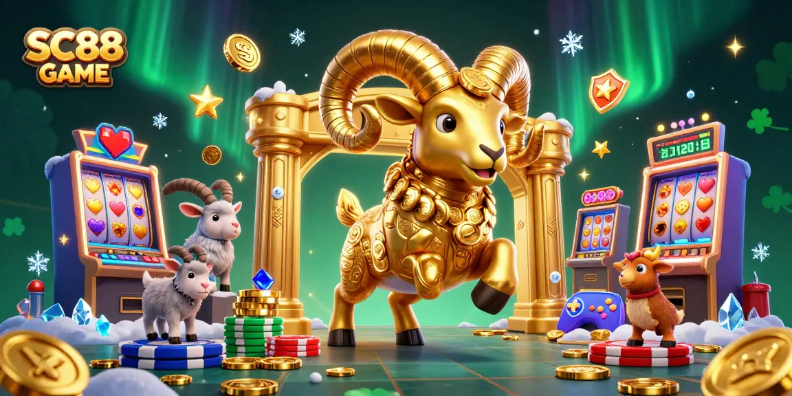 Experience the excitement of SC88 GAME with dynamic slot machines and a golden ram in action.