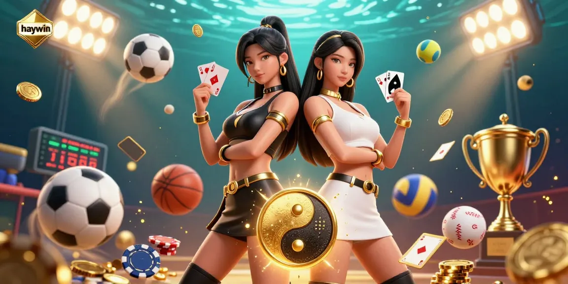 Engage with Haywin's thrilling betting action featuring twin Asian women in a dynamic casino scene.