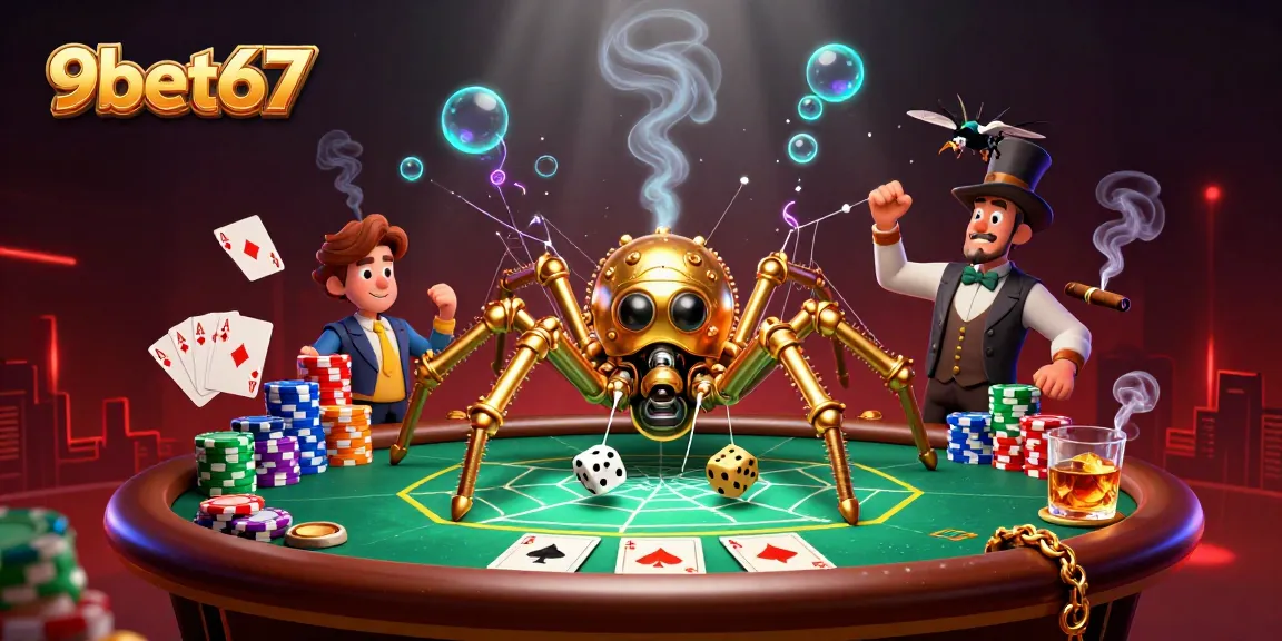 Engage with 9bet67's vibrant steampunk casino scene featuring dynamic poker action and intricate designs.