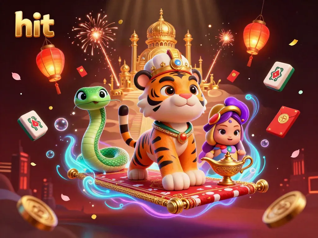 Hit your winning streak with the Arabian-themed casino scene featuring a tiger sultan and mystical elements.