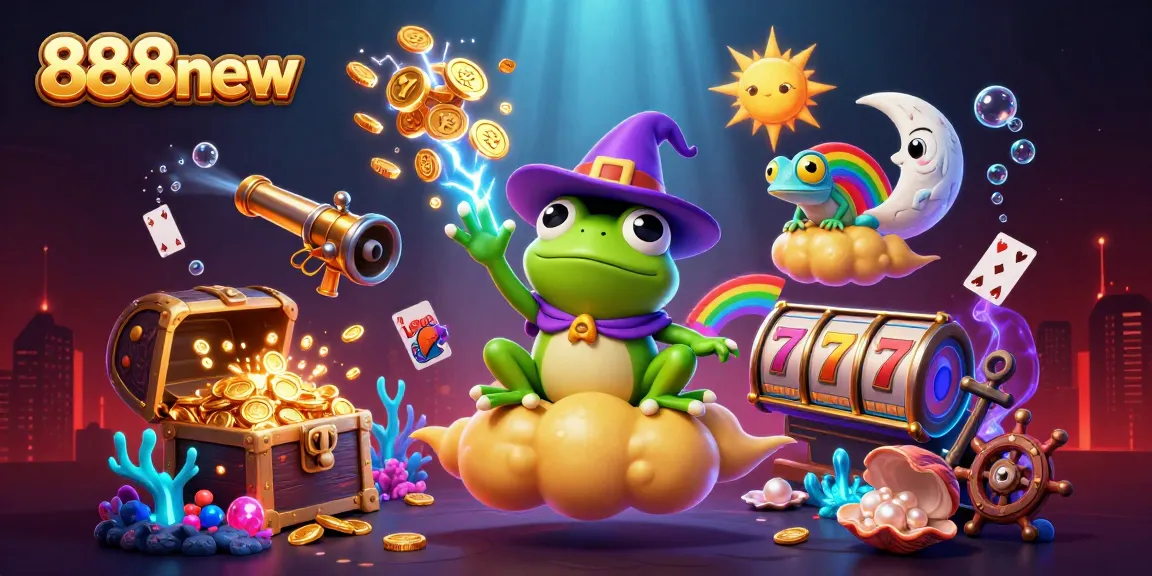 Experience the thrill of winning at 888new with dazzling golden coins and vibrant casino elements.