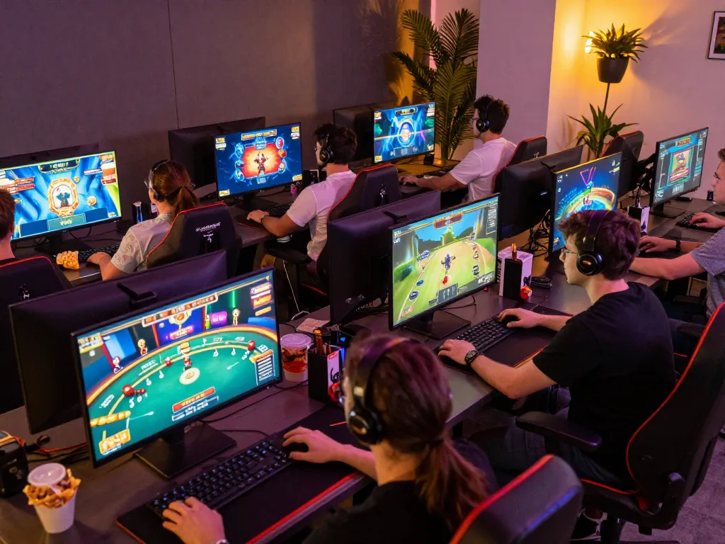 Sun Win online gaming players enjoying an immersive gaming experience in a vibrant gaming environment.