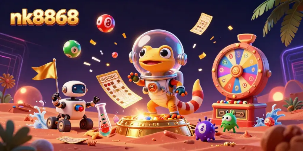 Engage with nk8868's vibrant Martian casino adventure featuring exciting lottery elements and a dynamic atmosphere.