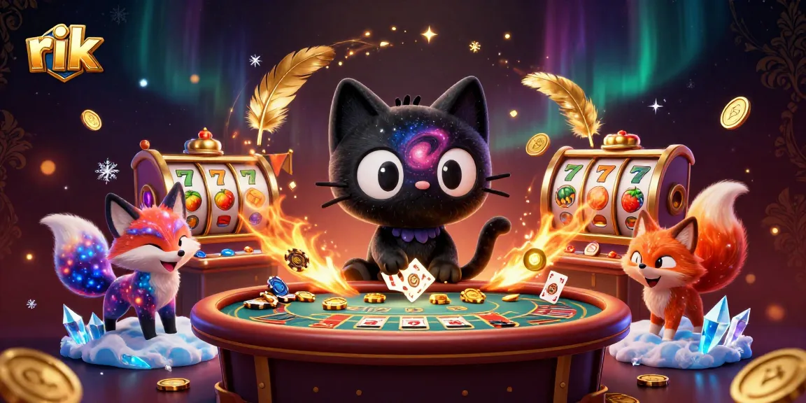 Enjoy a cosmic casino experience with rik’s black hole cat and colorful fox companions.