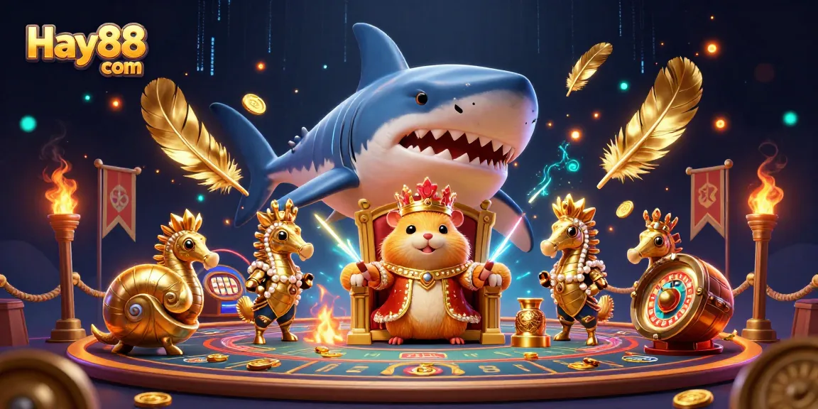 Engage with exciting gameplay at Hay88 com with a golden hamster king ruling the casino realm.