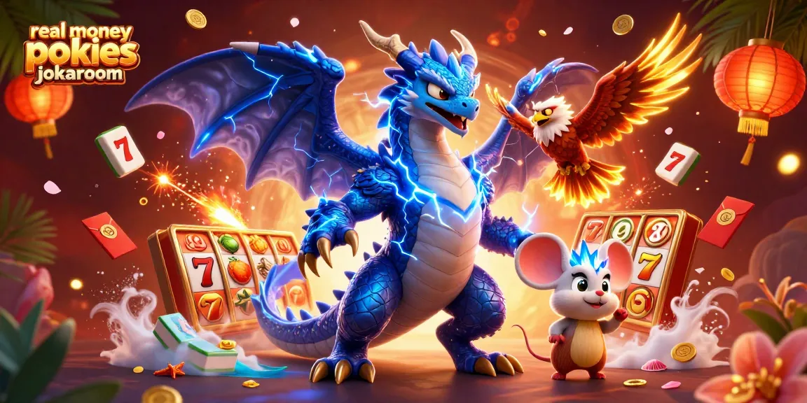 Experience thrilling spins with real money pokies jokaroom in this vibrant casino scene featuring dynamic 3D elements.