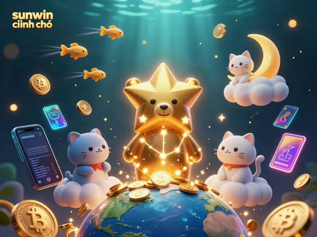 Engage in thrilling gameplay at sunwin chính chủ, where treasure awaits in a vibrant casino scene filled with stars.