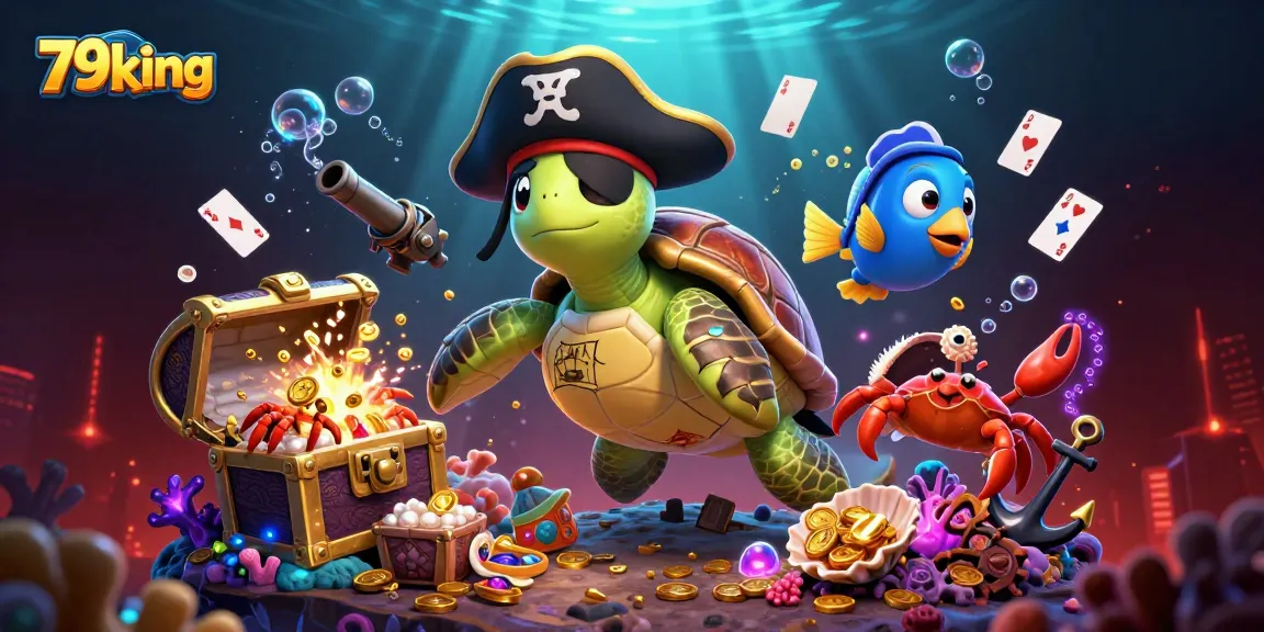 Experience the excitement of slots and treasures with 79king's vibrant underwater scene featuring dynamic casino elements.