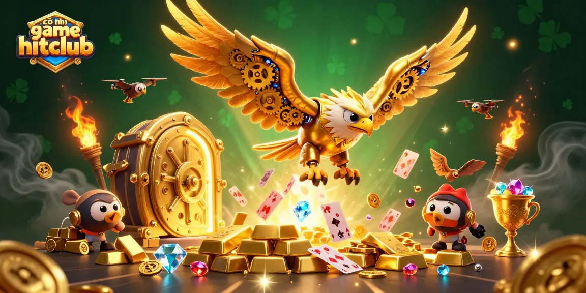 Experience the excitement of cổng game hitclub with a dynamic 3D illustration showcasing thrilling casino elements.