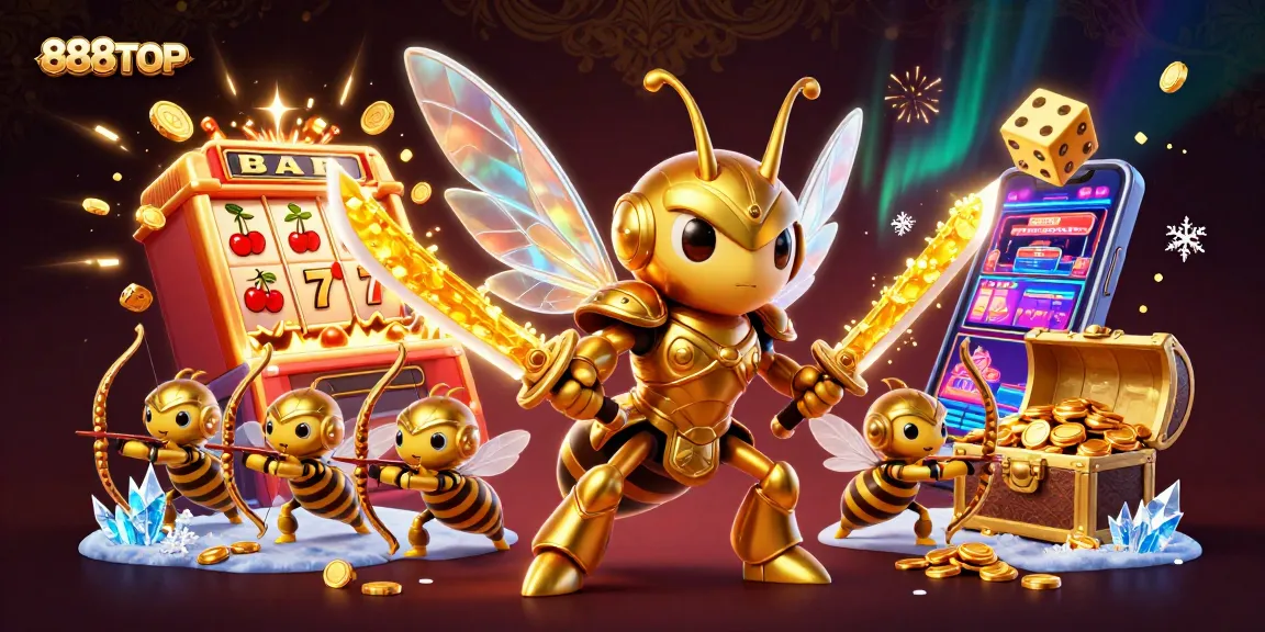 Experience thrilling rewards at 888TOP with a vivid online casino adventure illustration.